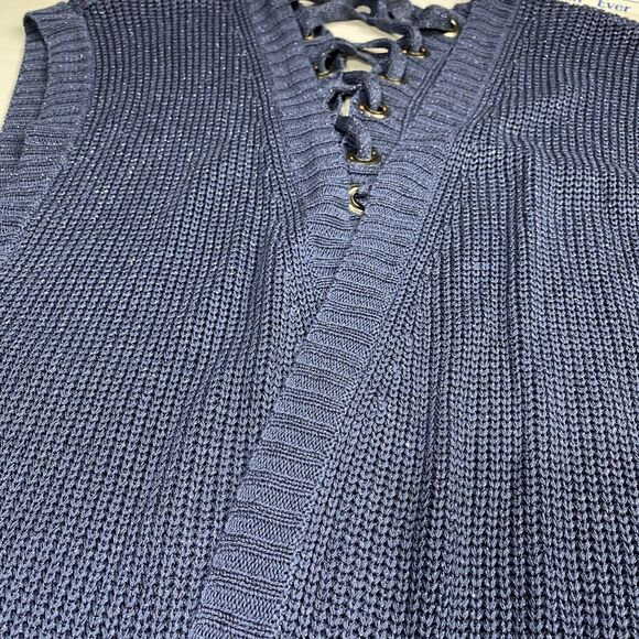 Chico's Open Front Long Cardigan Sz 2 (US 12/Large) Blue Periwinkle Sleeveless - Picture 11 of 11